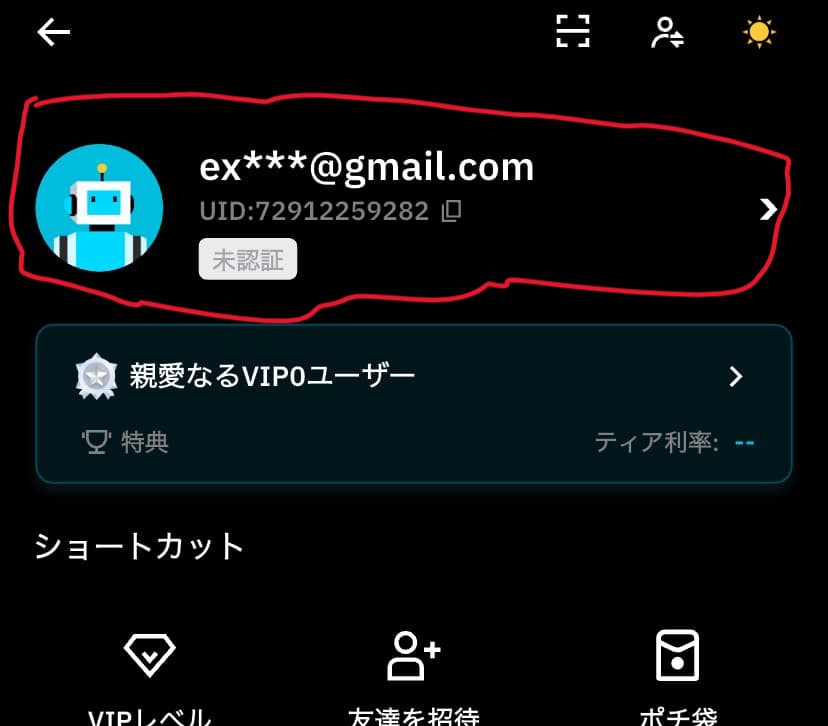 ビットレード ユーザー情報ページ