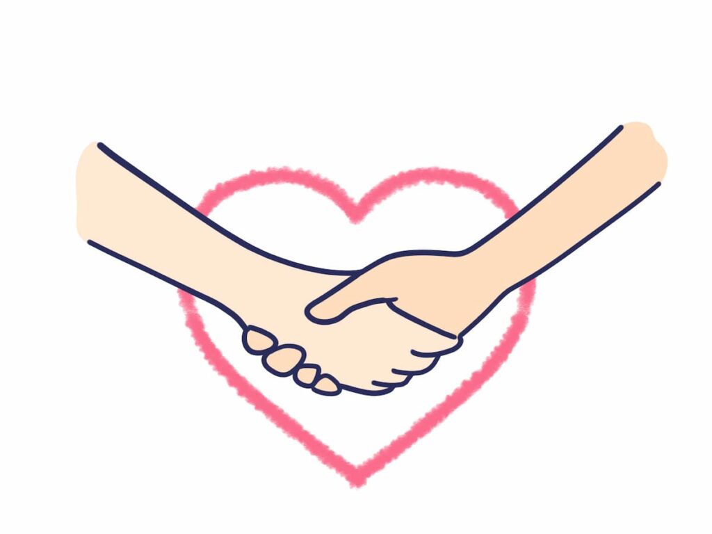 イラスト素材:絆 手と手